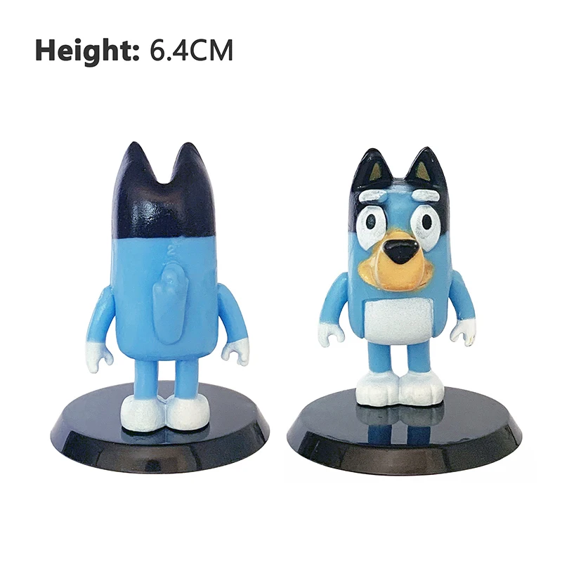 6/8/14 pièces Bingo et Bluey série familiale Anime figurine modèle mignon Mini PVC poupées ornements enfants anniversaire décoration jouets