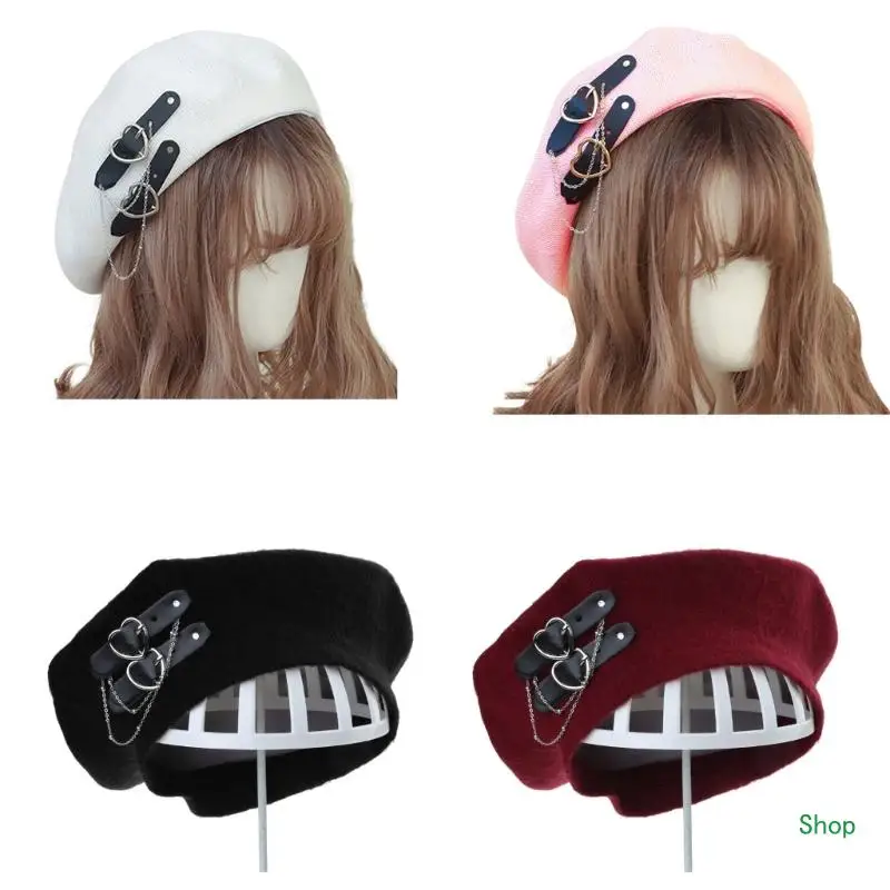 

Dropship Fashion Girls Heart Buckle JK Hat Sweet Cool Hat Girl Women Female