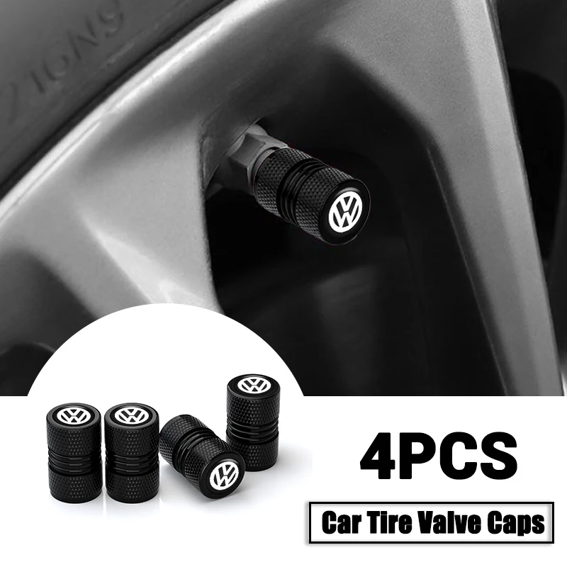 Keyring 4Pcs Car Tire Valve Stem Caps Tire Covers For VW Volkswagen ID.3 4 5 Golf Polo GTI R Passat TiguanT-ROCTouran Scirocco
