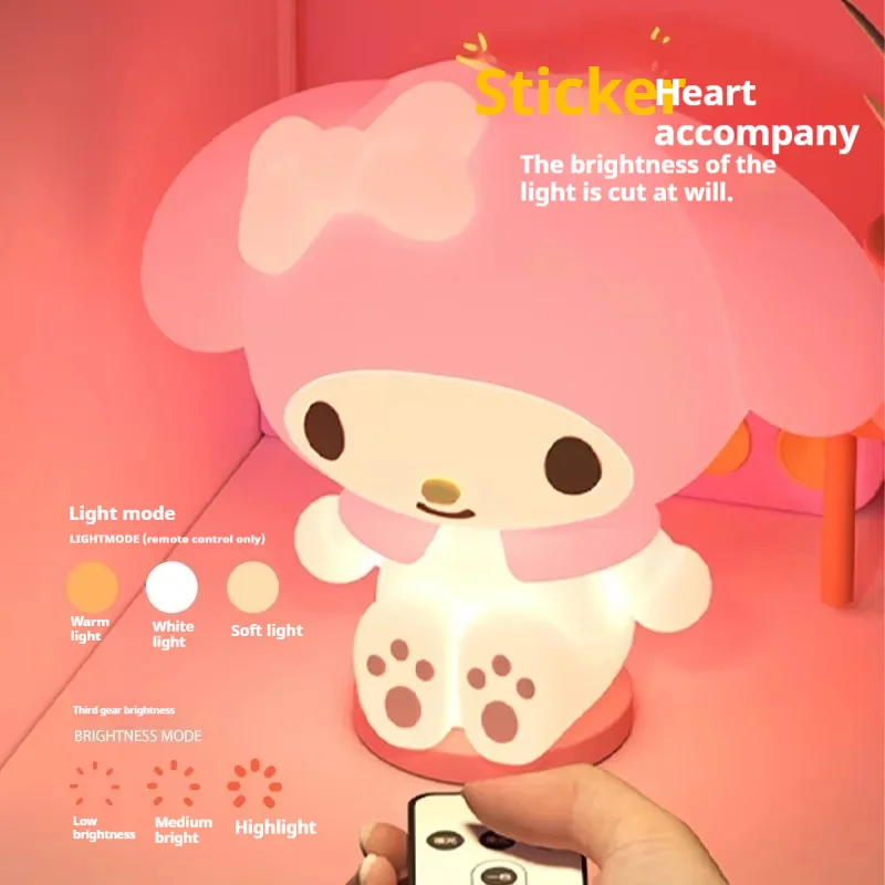 Sanrio My Melody Silicone Night Light An Anime Character Melody Clapping Light A Bedroom Sleep Atmosphere Night Light Ornament