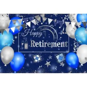 大人、パーティー写真、バナー、バルーン、ケーキテーブルの装飾、大人のポートレート、幸せな再会、青のための金のキラキラ背景