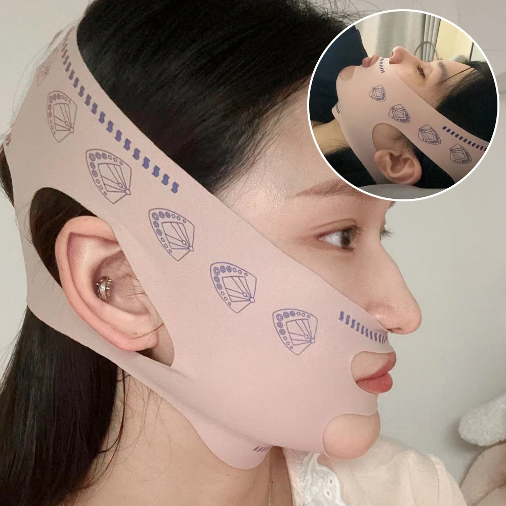 Dubbele Kin Reducer V-vormige Afslanken Gezichtsmasker Herbruikbare Gezichtsvormige UP Lift Masker Schoonheid Gezicht Beeldhouwen Slaap Maskers Make-up