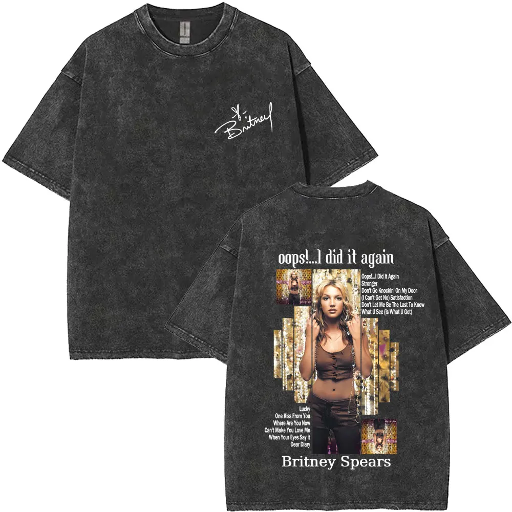 

Washed Vintage Britney Spears Oops I Did It Again Album Graphic T-shirt Men Women Fashion Retro Oversized Short Sleeve T Shirts