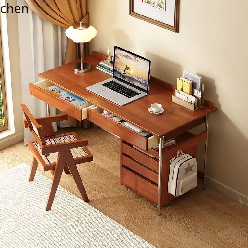 HT Vintage Desk Solid Wood Retro Home Study Computer  Simple Writing Desk Office Desk