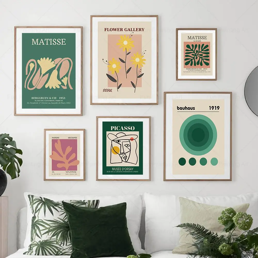 مجردة زهرة ماتيس بيكاسو المشارك معرض معرض الرسم على لوحات القماش الجدارية طباعة الشمال صورة ديكور غرفة المعيشة الحديثة