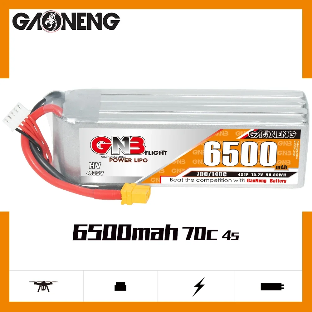 

GAONENG GNB 6500mAh HV 4S 70C 140C 15.2V XT60 LiPo Battery 1/8 1:8 Scale RC Hobby Models Large Scale Sport RC Aerobatic Airplane