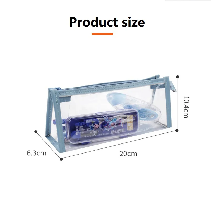 Transparent Pencil Case Astethic Holster Pencil Pouch Clear Capacity Bag Cosmetic Bag School Study Stationery Office Supplies