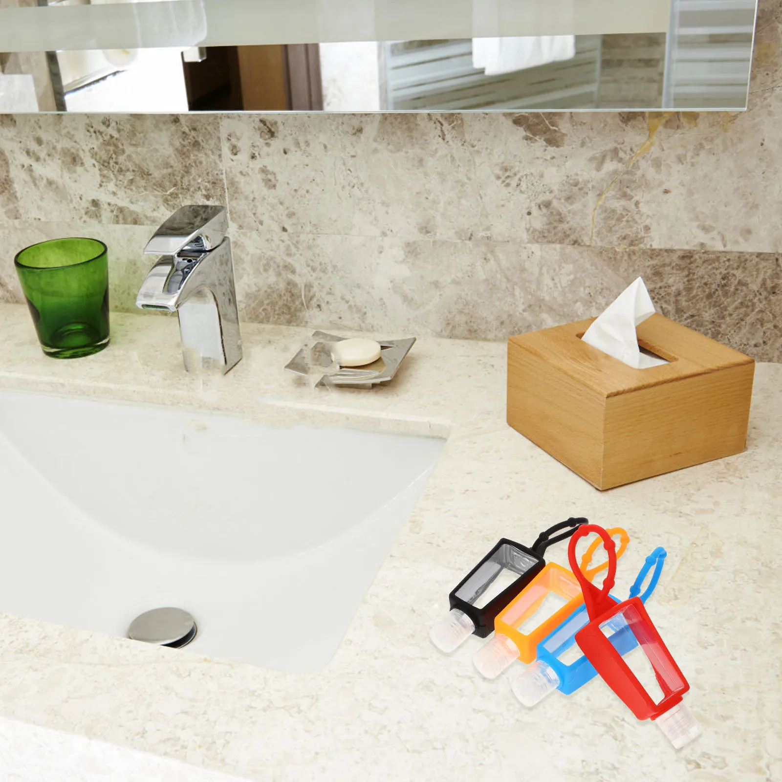 

10Pcs Silicone Bottle Cover Bright -Friendly Hand Dispenser Travel Holder Adjustable Rope for Keychain Backpack Purse