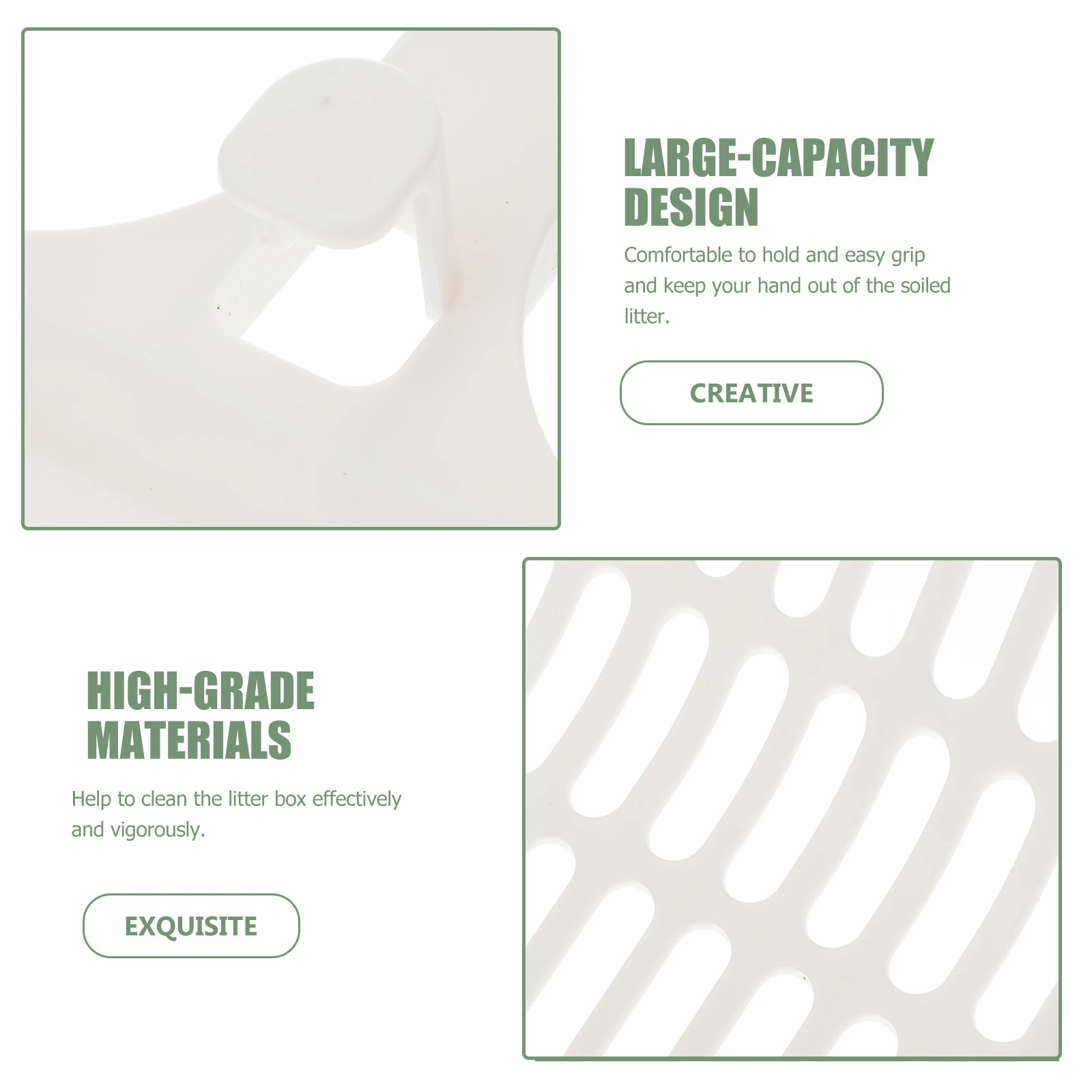 مجرفة فضلات القطط البلاستيكية ذات المقبض الطويل ومغرفة فضلات الحيوانات الأليفة مع قبضة مريحة ومشبك تثبيت على الحائط لسهولة التنظيف بفلتر البراز