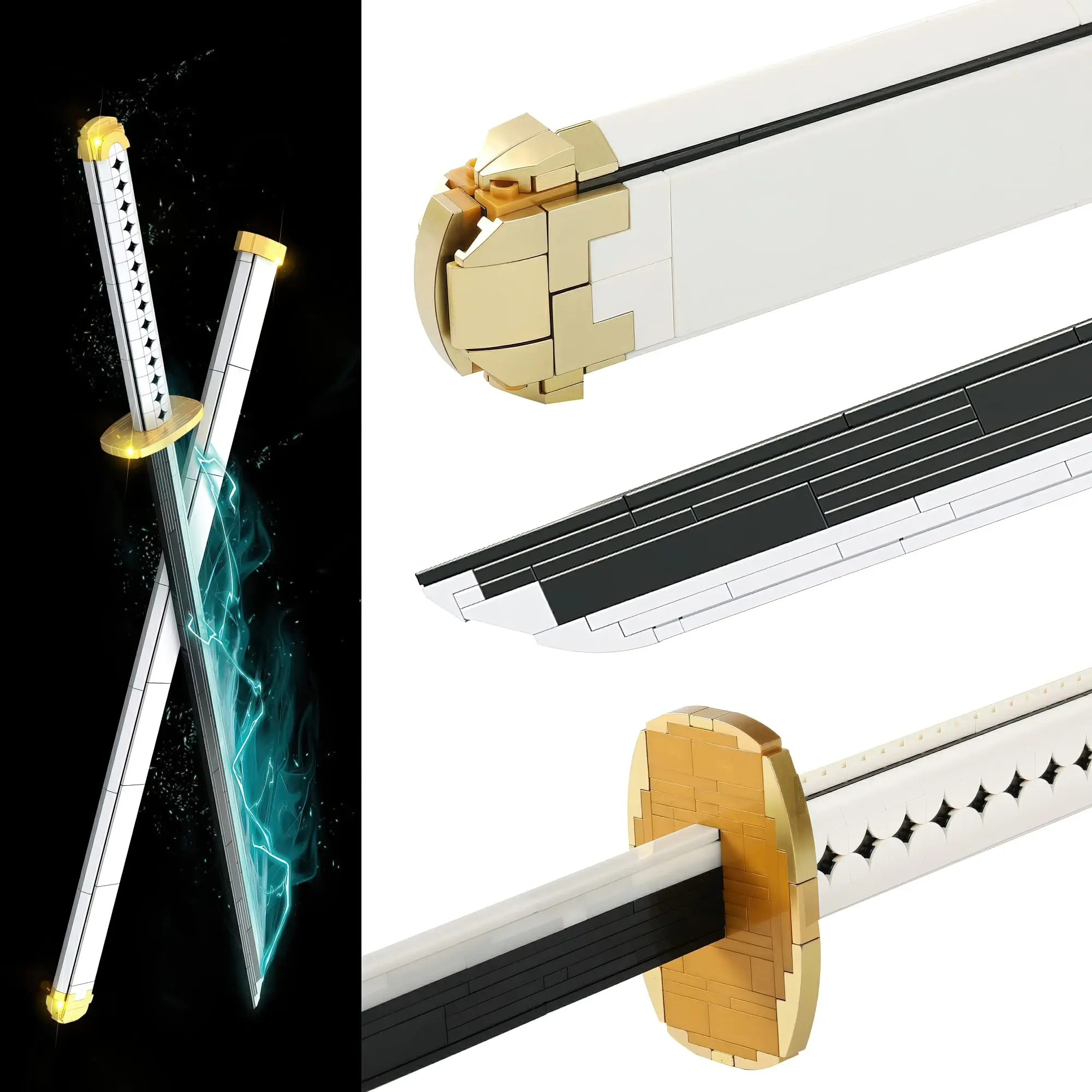 806 Stuks Cosplay Anime Zwaarden Bouwstenen Kit Ichimonji Yamato Zwaard Model Samurai Katana Speelgoed Voor Aldult Lichtgevende