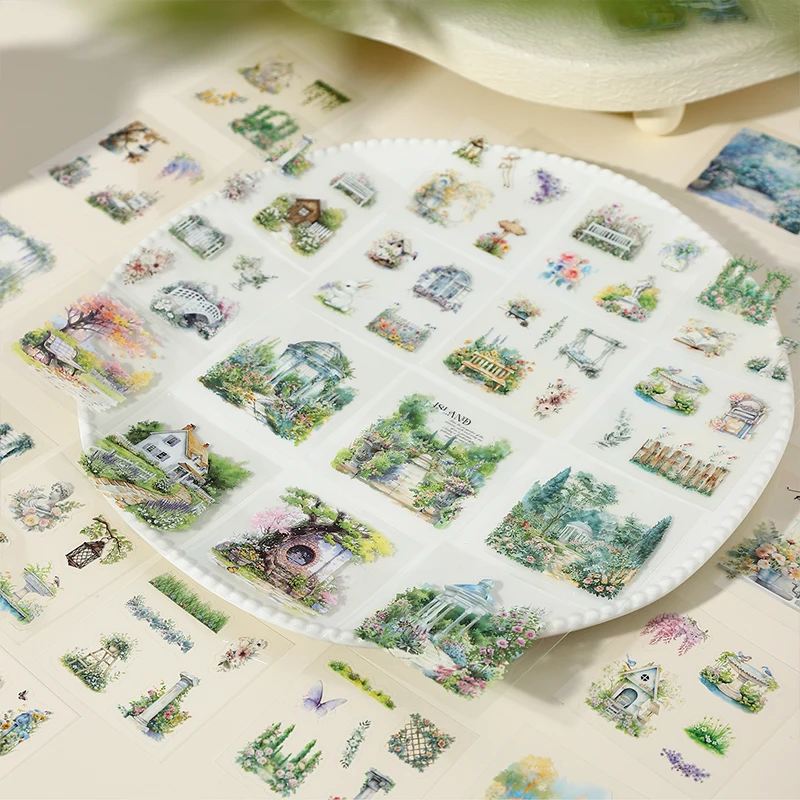 Journal GO 45pcs Garden in the End of City Stickers for Card Craft Making Journaling Scrapbooking Decor Landscape Decals