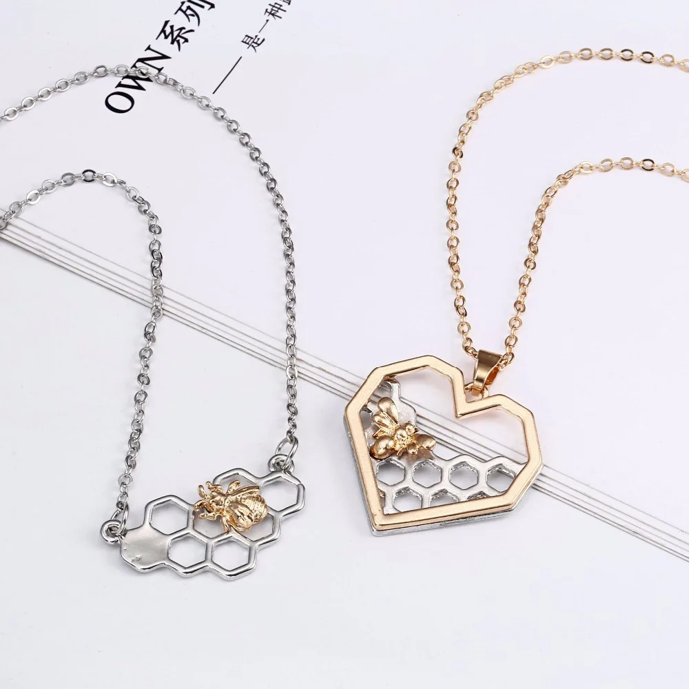 Charm Fashion Silver Color Necklaces For Women Girl Heart Honeycomb Bee Animal Pendant Choker Necklace Jewelry Party Gifts 2024 view 5