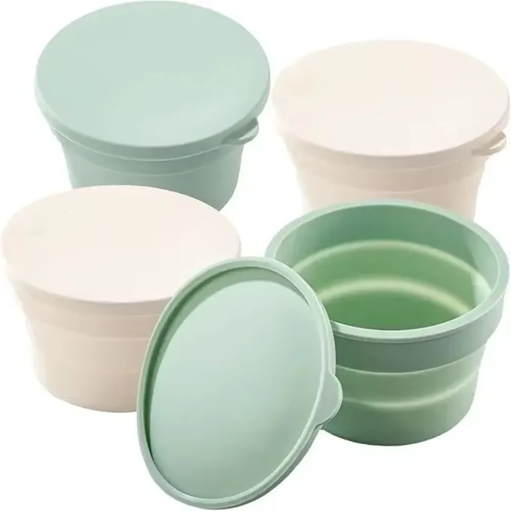 

4pcs with Lid Silicone Pizza Dough Box Multipurpose Non-Stick Bread Fermentation Basket Foldable Stackable