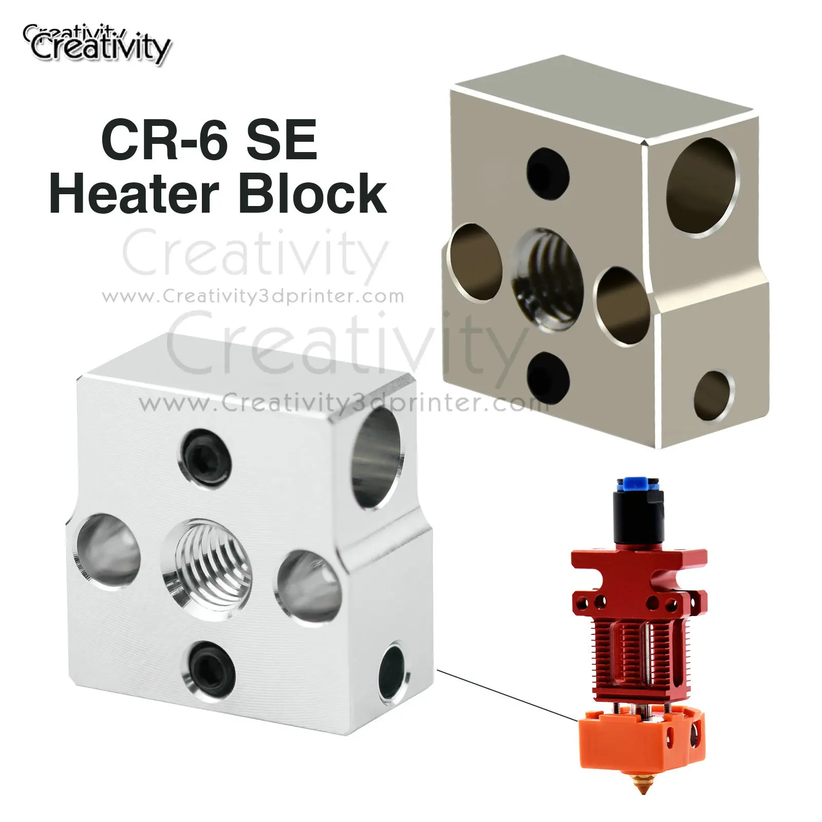 

CR-6 SE Aluminum Metal Heater Block Plated Copper Heatblock CR6 SE Heating Blocks Silicone Sock for CR-6 MAX SE Heated Block