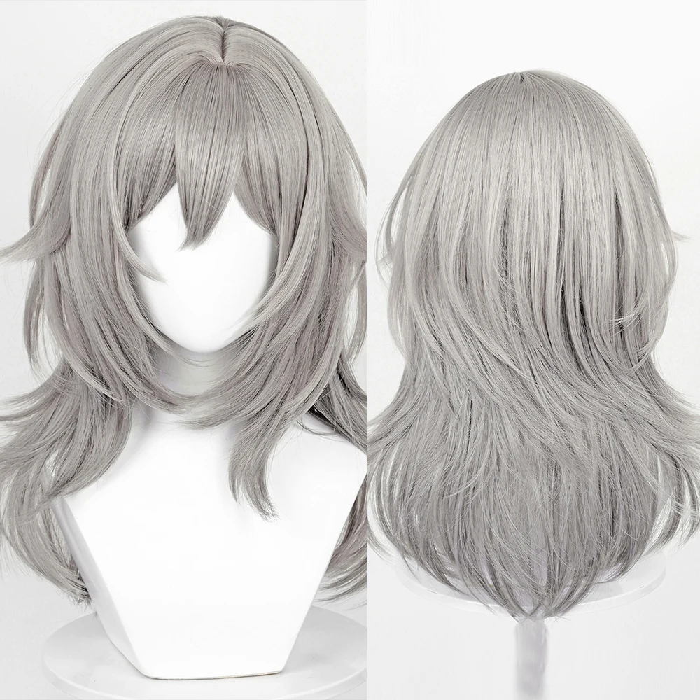 

Grey Long Straight Anime Game Cosplay Wigs with Bangs Synthetic Women Fluffy Wig Heat Resistant Wig for Daily Party