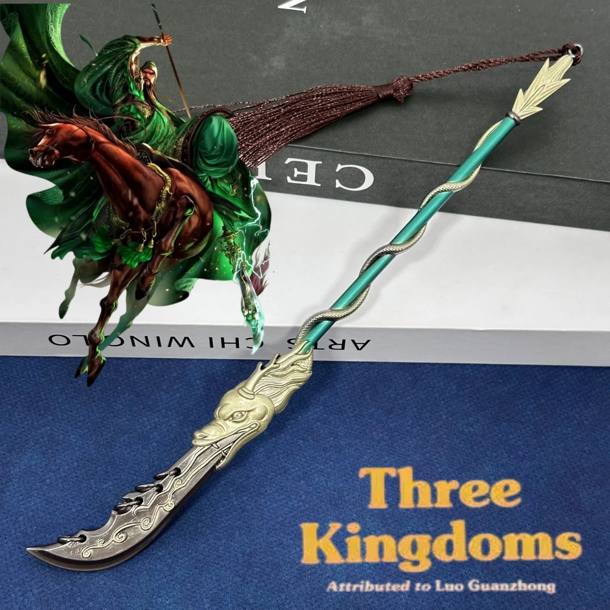 

8.2inch Metal Three Kingdom Katana Guan Yu Antique Katana Original Samurai Sabre Anime Sword Ancient Damascus Sword Toy Gift