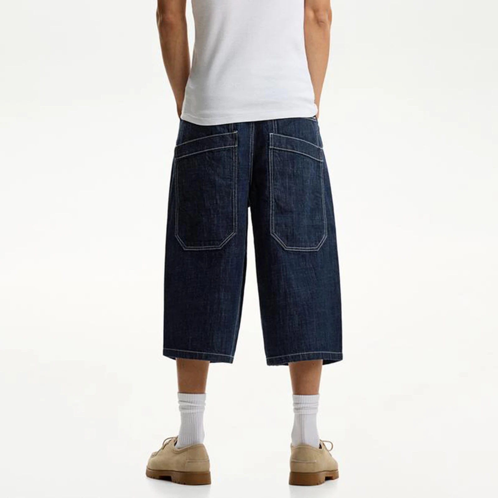 남성 여름 데님 반바지 솔리드 컬러 루즈 한 진 반바지 비치 휴가 데일리웨어 streetwear