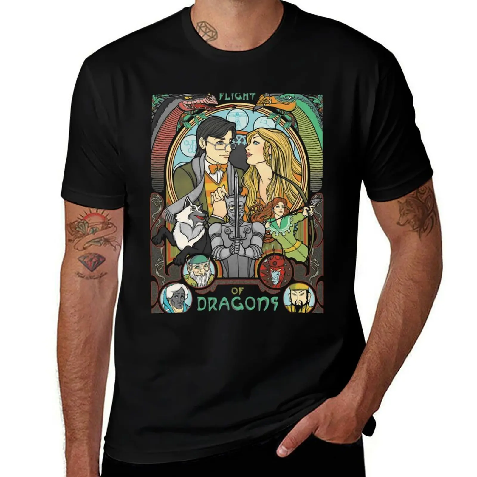 Flight of Dragons T-Shirt Abstract Pattern Print Top