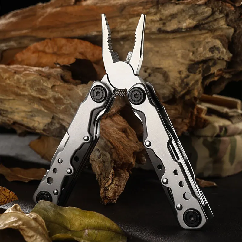 Outdoor stainless steel folding pliers multifunctional tools combination pliers camping camping medium and large pliers