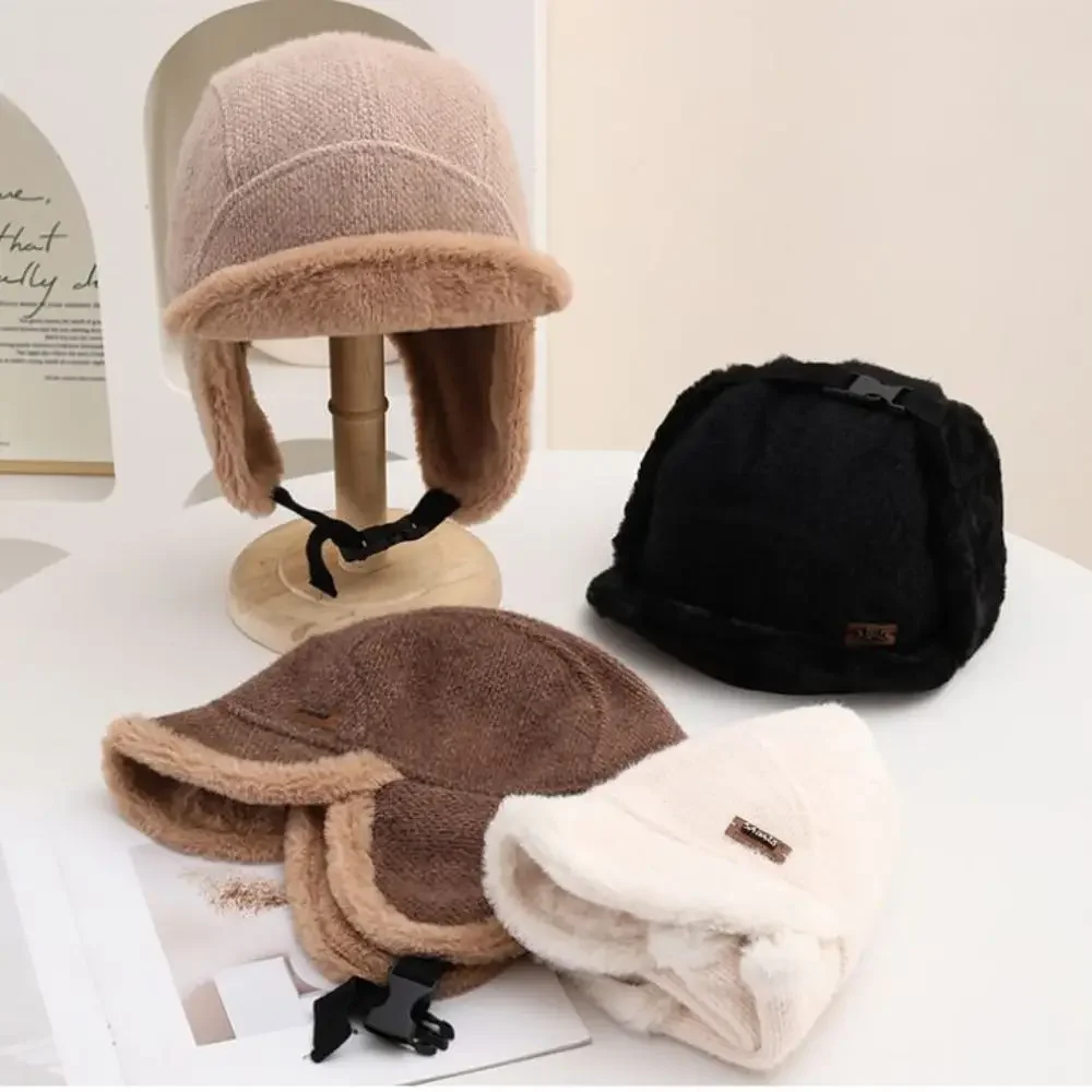 Casual Windproof Winter Hat Velvet Lining Thickened Earflaps Hat Warm Faux Fur Hat For Women