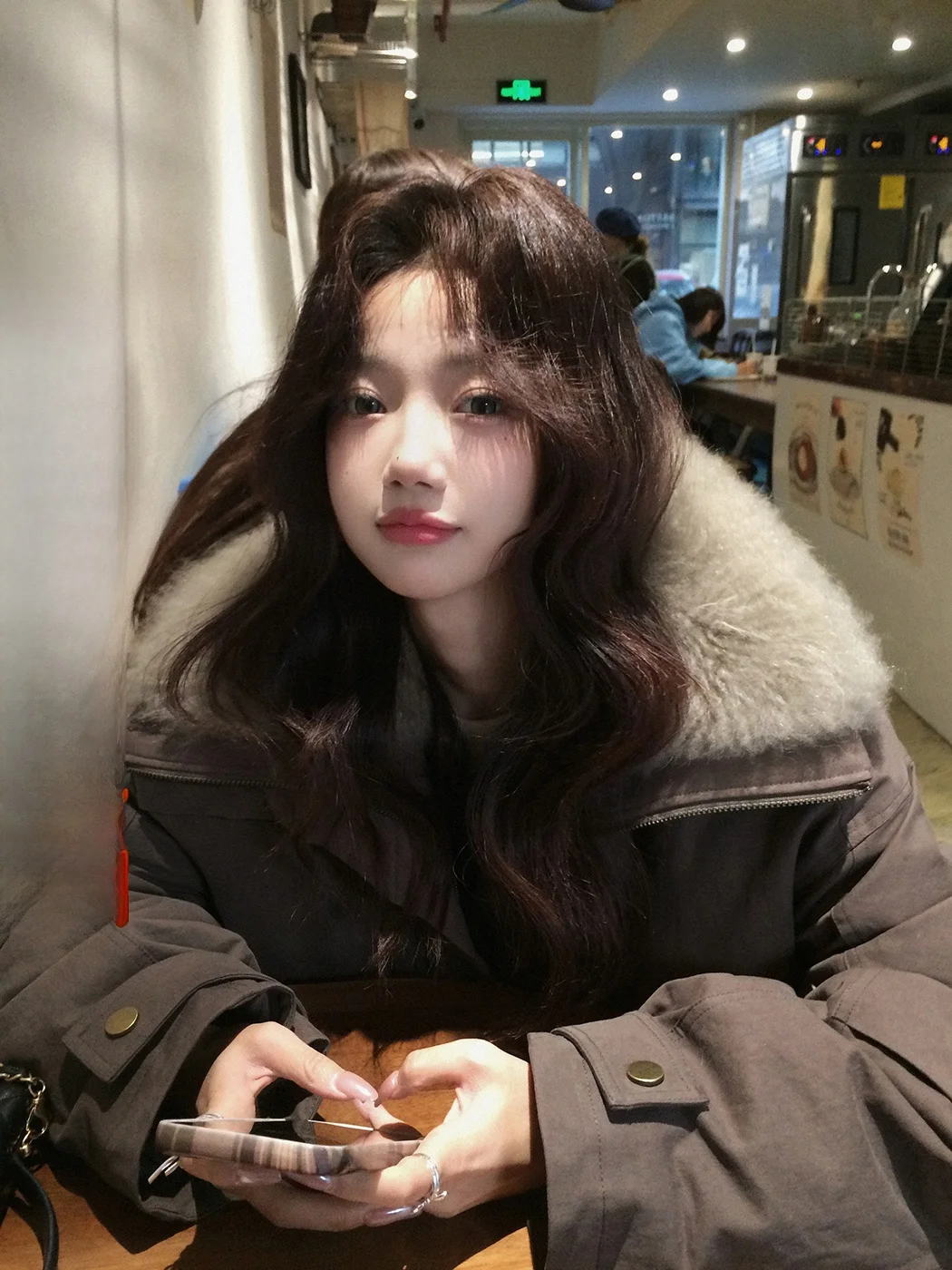 

Ibell Zhang BaoBai eep Camere Collar Parka Coat White Du down Warmth Retro Women's Jaet Commute Sle Fce Lined