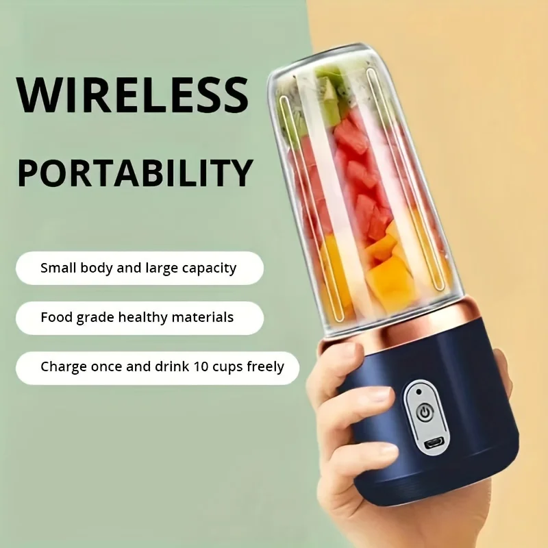 6 Blades USB Portable Juicer Maker, Juicer Fruit Juice CupAutomatic Small Electric Juicer Smoothie Blender lce CrushCup