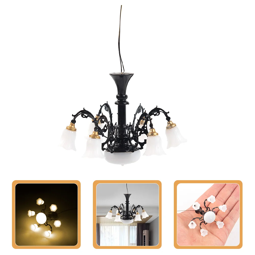 Model Kroonluchter Miniaturen Lichtpunt Ornamenten Kleine Huislamp Metalen Accessoires Speelset