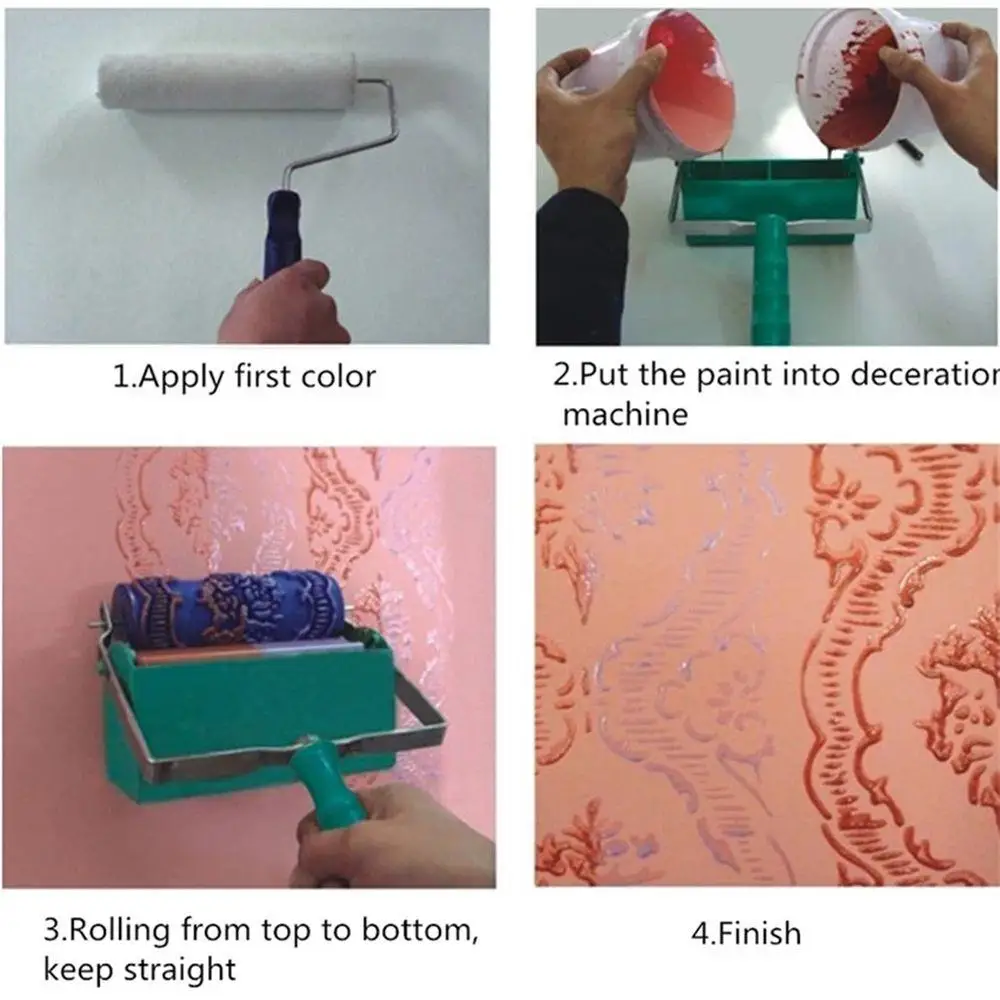 Pattern Painting Roller DIY Monochrome Decoration Machine Painting Tools Wall Decoration Tools 5 Inch Handle Grip Applicator