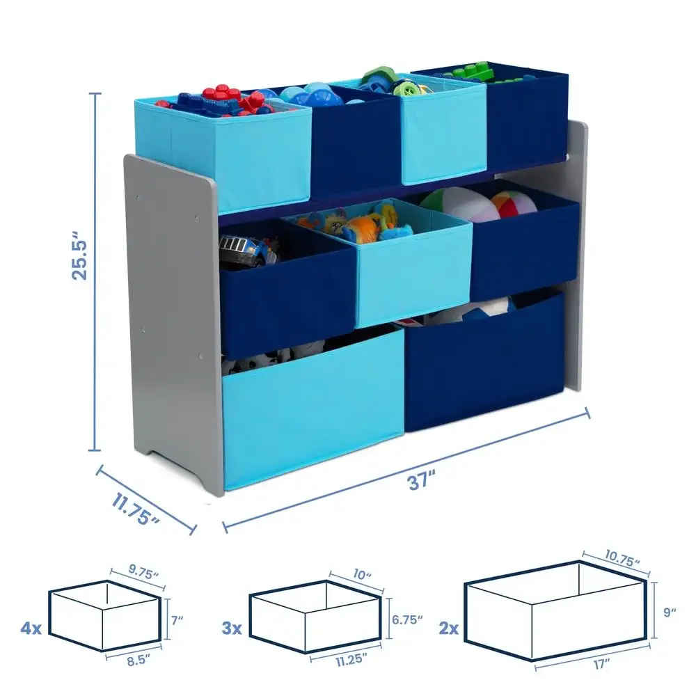 ของเล่นOrganizerถังเก็บSTACKABLE Multi-Bin Storage System Kids Room Organizerสีเทาทองได้รับการรับรองEasy ASSEMBLY 36 "L x