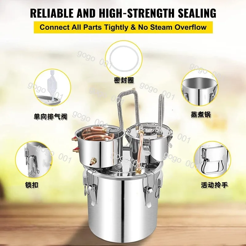 Home Distillery Kit All-in-One, Stainless Steel Moonshine Still for Fruit  Essential Oil, Brewing Equipment