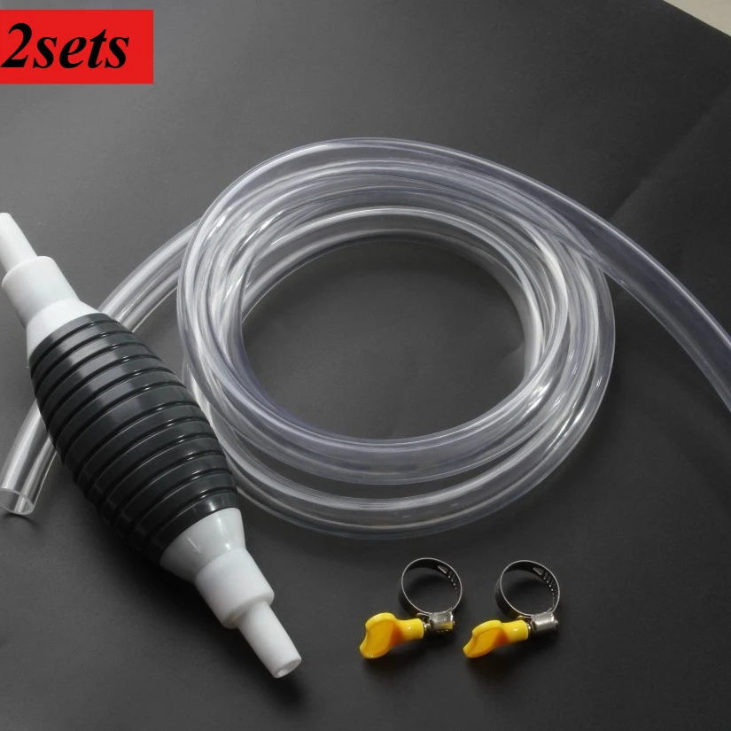 2sets Universal Easy Practical Automotive Truck Oil Pump Suction Pipe Plastic Funnel Manual Self-priming Oil Pump