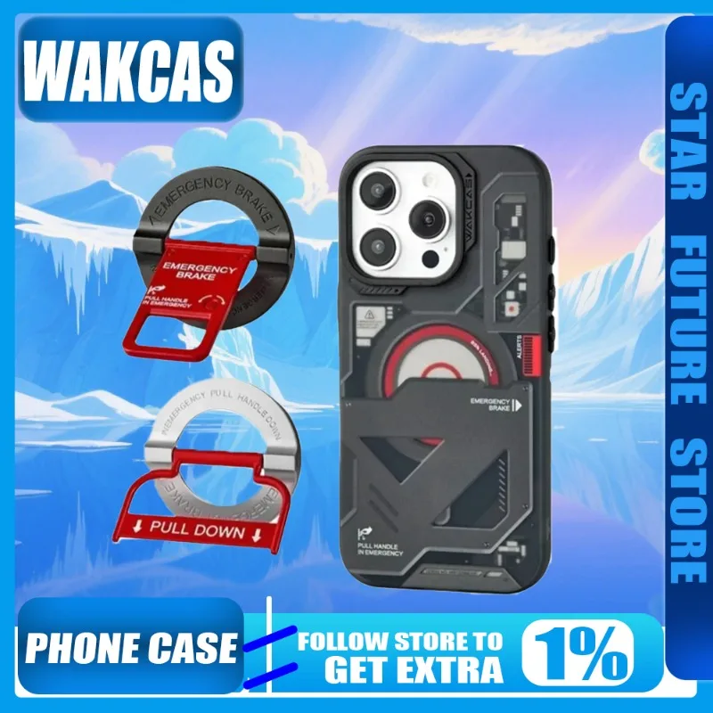 

Чехол для телефона Wakcas iphone16, черный аварийный защитный оригинальный дизайн, персонализированный, применимый для iPhone15pro, матовый магнитный подарок