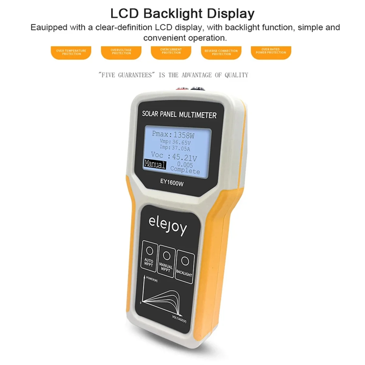 ELEJOY EY1600W Photovoltaic Panel Multimeter Solar Panel MPPT Tester Voltage Current Power Test Meter Multi Meter