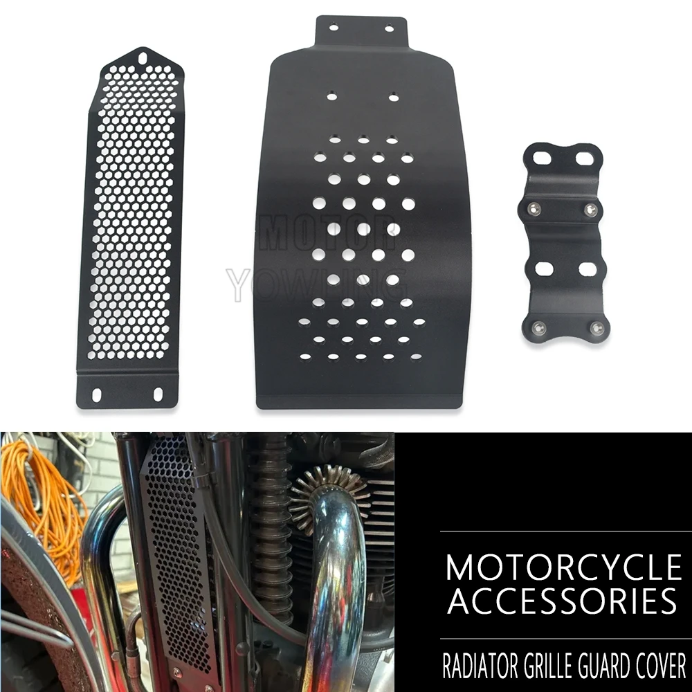 Für Thruxton Bonneville T100 T120 Thruxton Skid Platte Bash Rahmen Schutz Frontspoiler Kühler Schutz Abdeckung Dual Schutz System