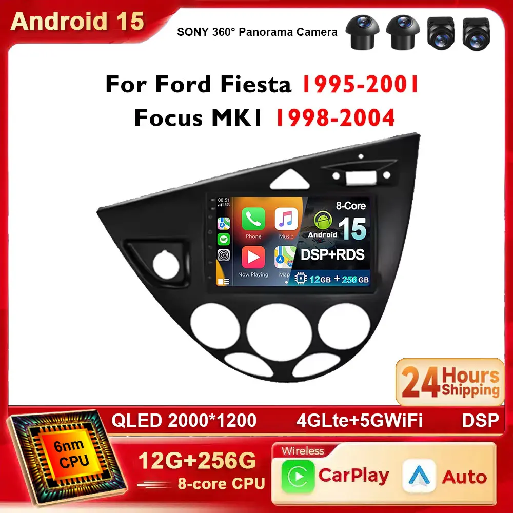 

7 Inch Android 15 Car Radio For Ford Fiesta 1995-2001 Focus MK1 1998-2004 Carplay Auto Multimedia Player WIFI 4G DSP DVD GPS