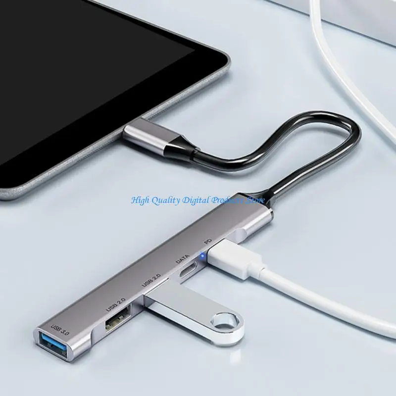 U2JE 4 منافذ Typec Hub Portable USB C Dockng Station PD60W FAST USB A USB C شحن