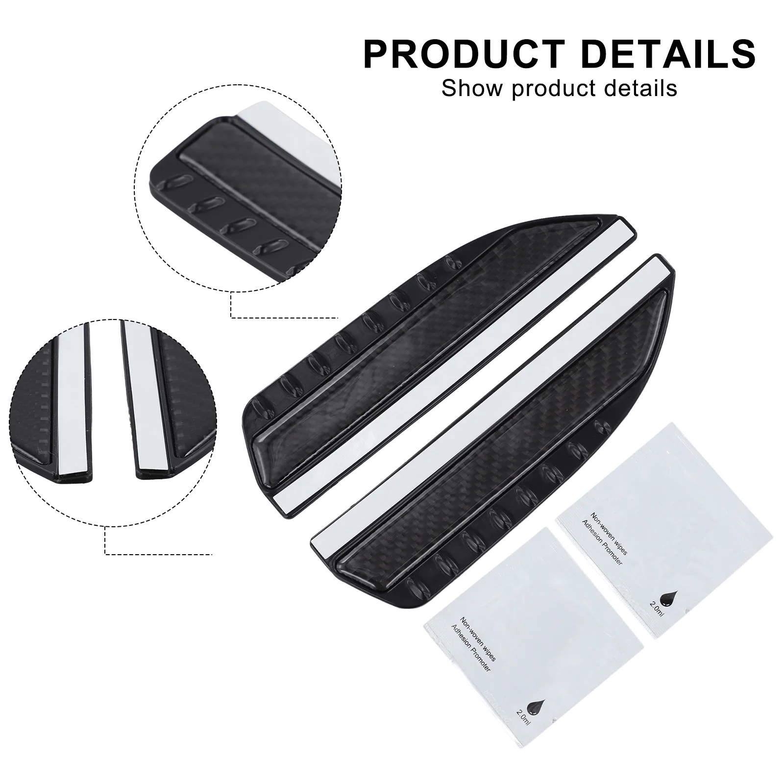 

Guard Car Mirror Rain Eyebrow 180*48mm Accessory Carbon Fiber+PVC For Side Rear View Parts Replacement Sun Visor Board