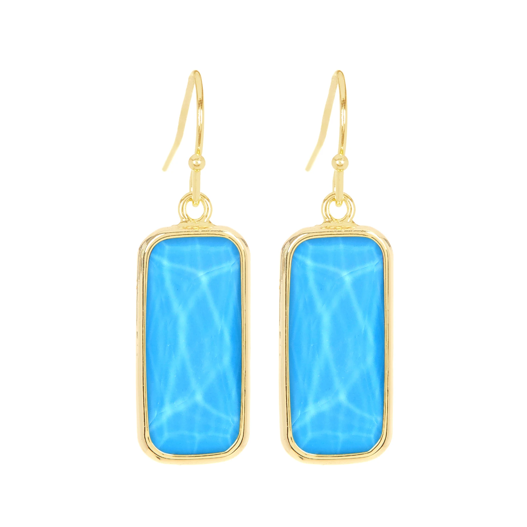 

Turquoise Quartz Fancy Cut Rectangle Drop Earrings Gemstone Earrings For Women Christmas Gift