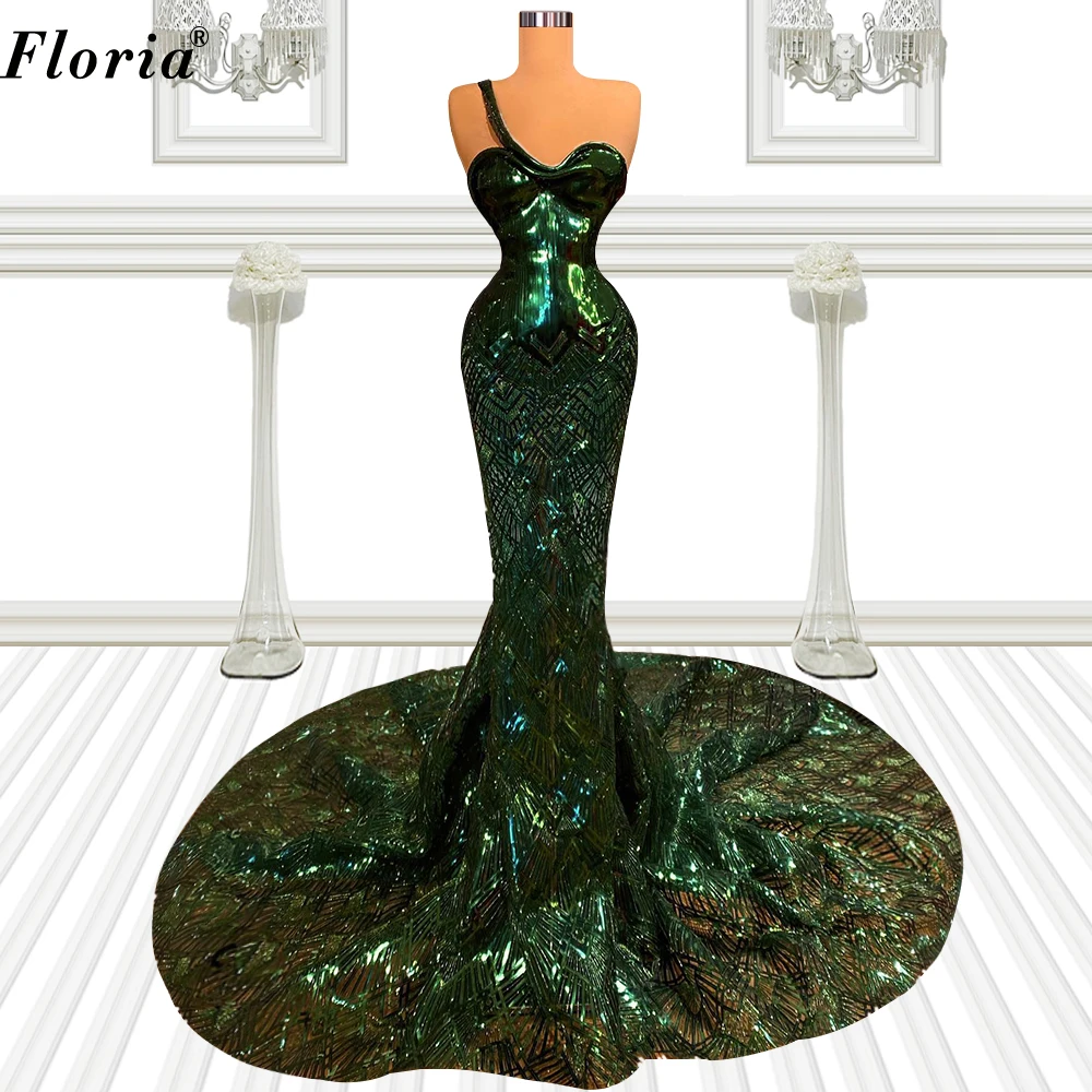 Elegant Green Mermaid Evening Dresses Sleeveless Sexy Evening Gowns Newest Wedding Party Dresses Vestido De Festa Luxo 2022