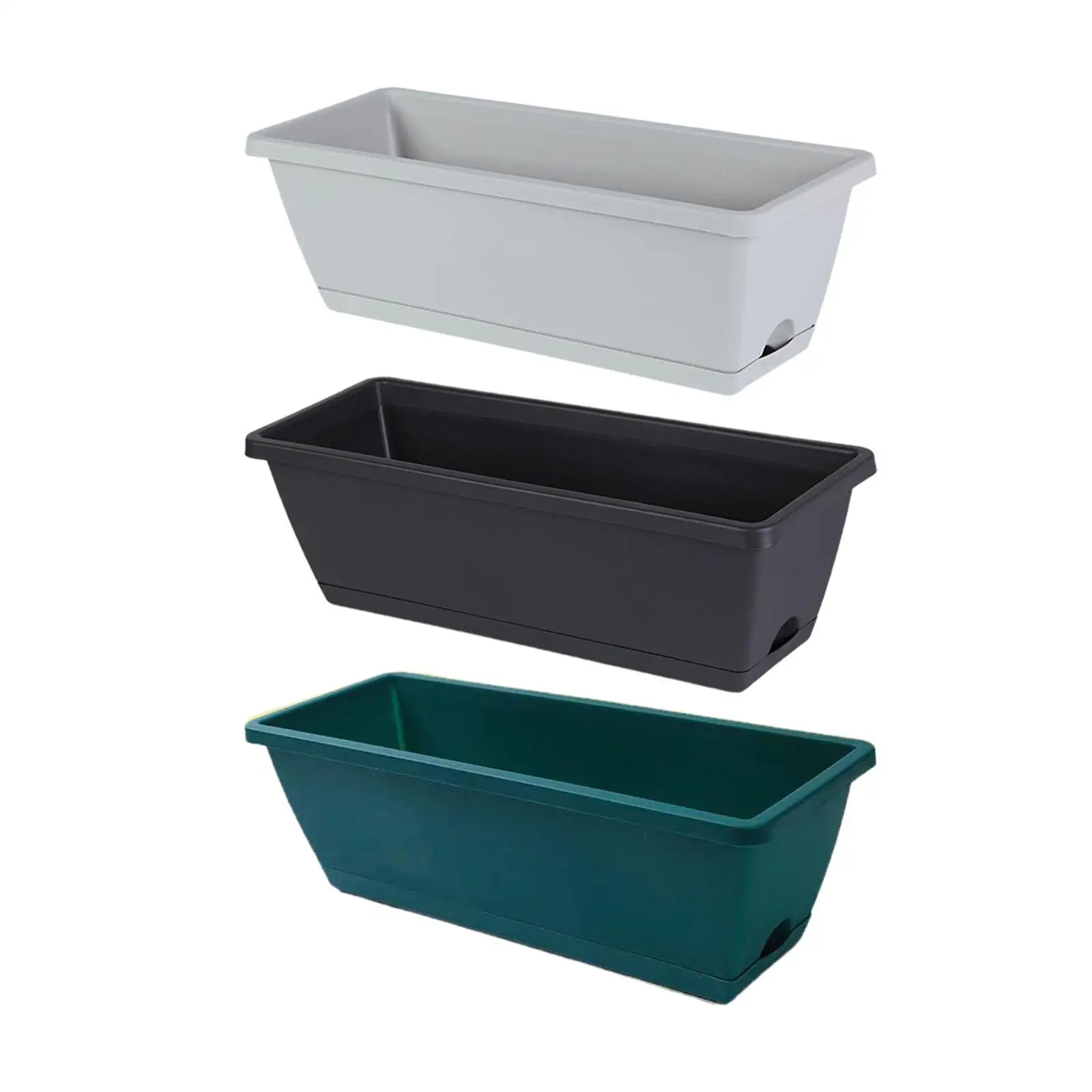 2Pcs Window Box Planter Plant Pot Rectangle Planter Boxes Flower Pot for Outdoor