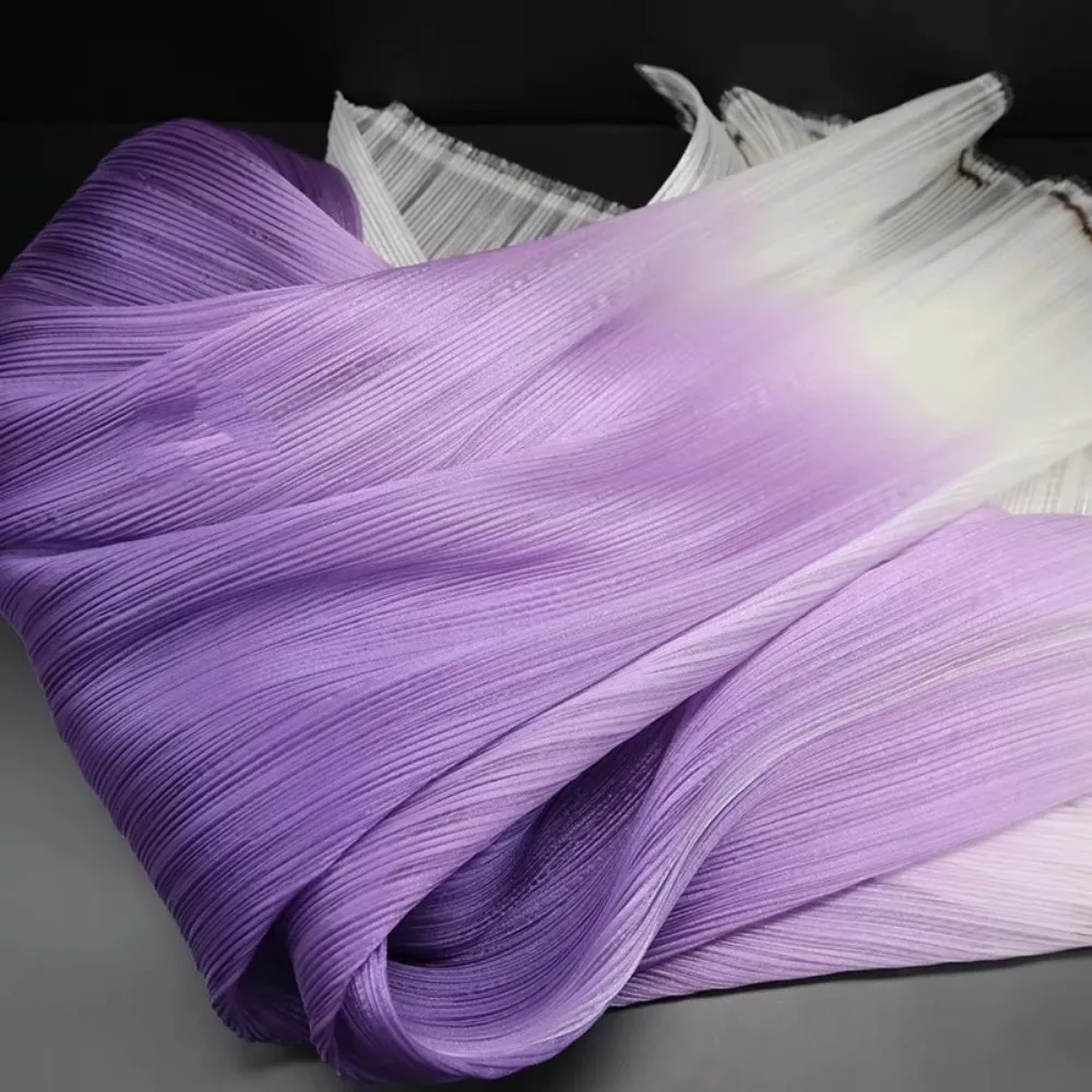 

2025 Gradient Color Pleated Texture Fabric Bright DIY Organza Mesh Fabric Handmade Designer Fabric Wedding Background