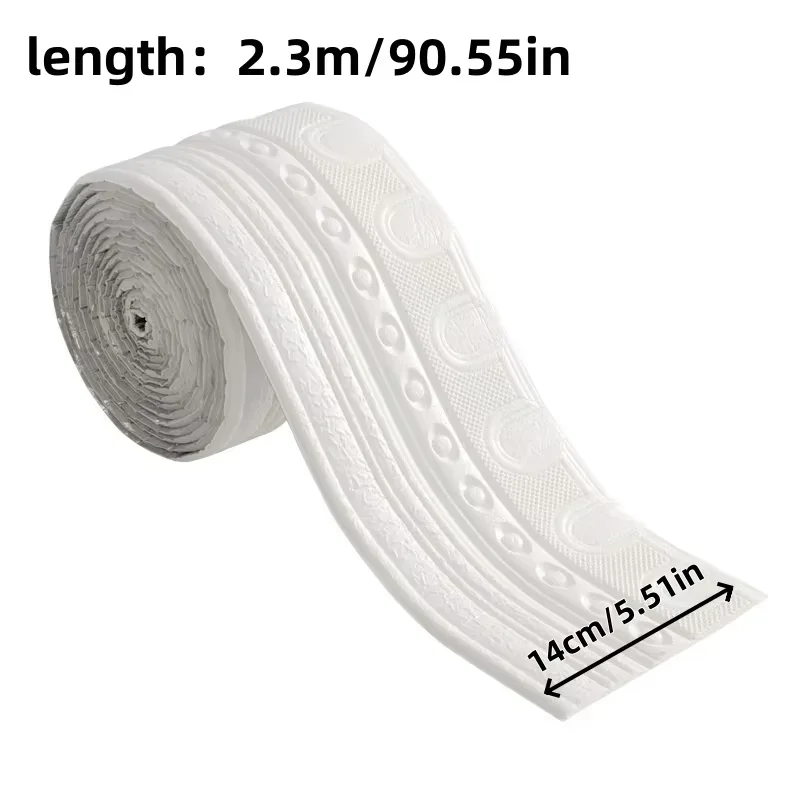 1PC 2.3m/90.55inch Self-Adhesive Foam Wall Edge Strip Stickers Waterproof Baseboard Corner Waist Line Sticker Wallpaper Border