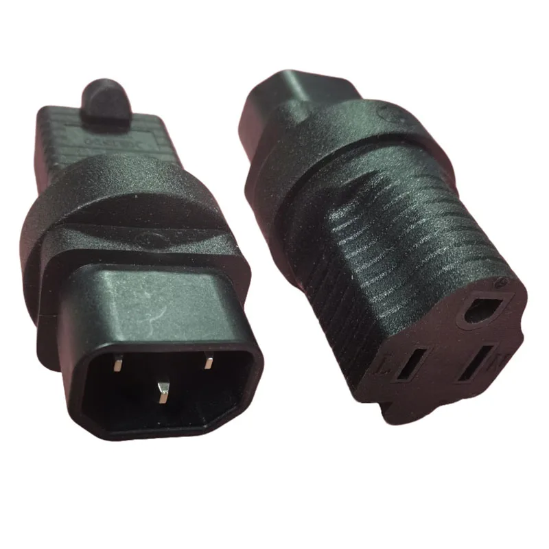 1PCS Black IEC C14 Male to US NEMA 5-15R Power Coupler AC Power Adapter Plug For PC Server PDU Power Supply Extension Connector