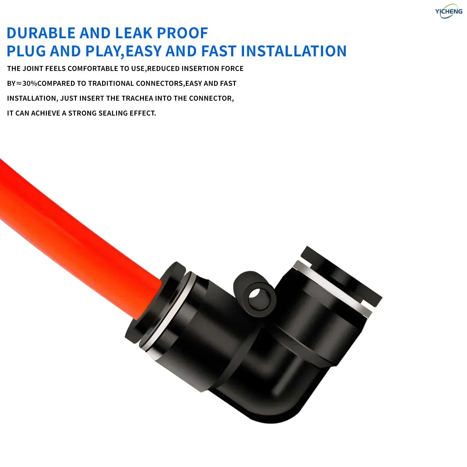 ขั้วต่อท่อ PNEUMATIC ข้องอ 90 °   2 วิธี 10 มม. - 10 มม. หลอด OD กดเพื่อเชื่อมต่อท่อ Quick Fittings Push Lock (แพ็ค 30)