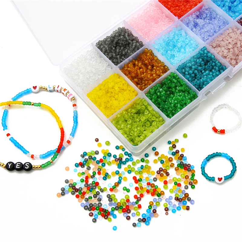 24 color glass rice bead set 2mm/3mm/4mm 4000+pcs Charm DIY Jewelry Creation Beads Jewelry making materials, needlework beads