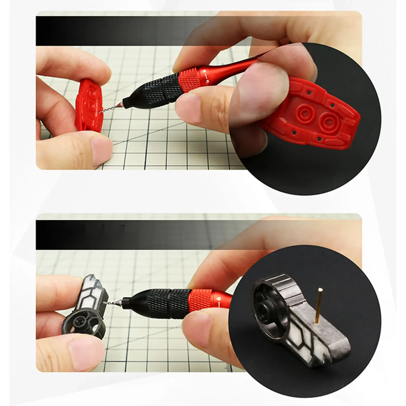 DSPIAE AT-SHD Precision Hand Drill Set For Hobby DIY Model Making Tool Aluminum Alloy Red