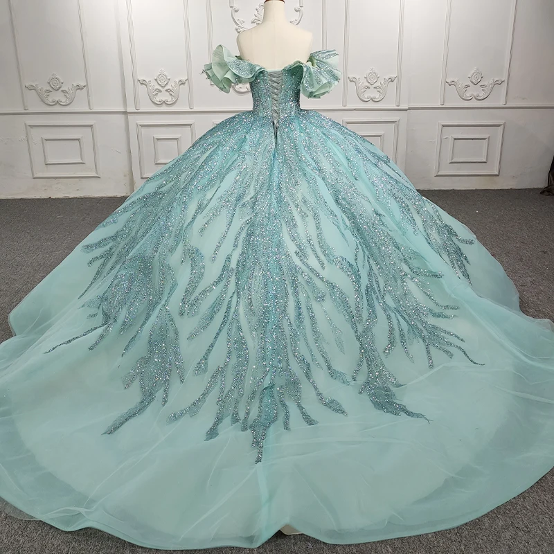 Neue Hellgrüne Quinceanera-Kle – Embroidery Organza Bewertung und Preis