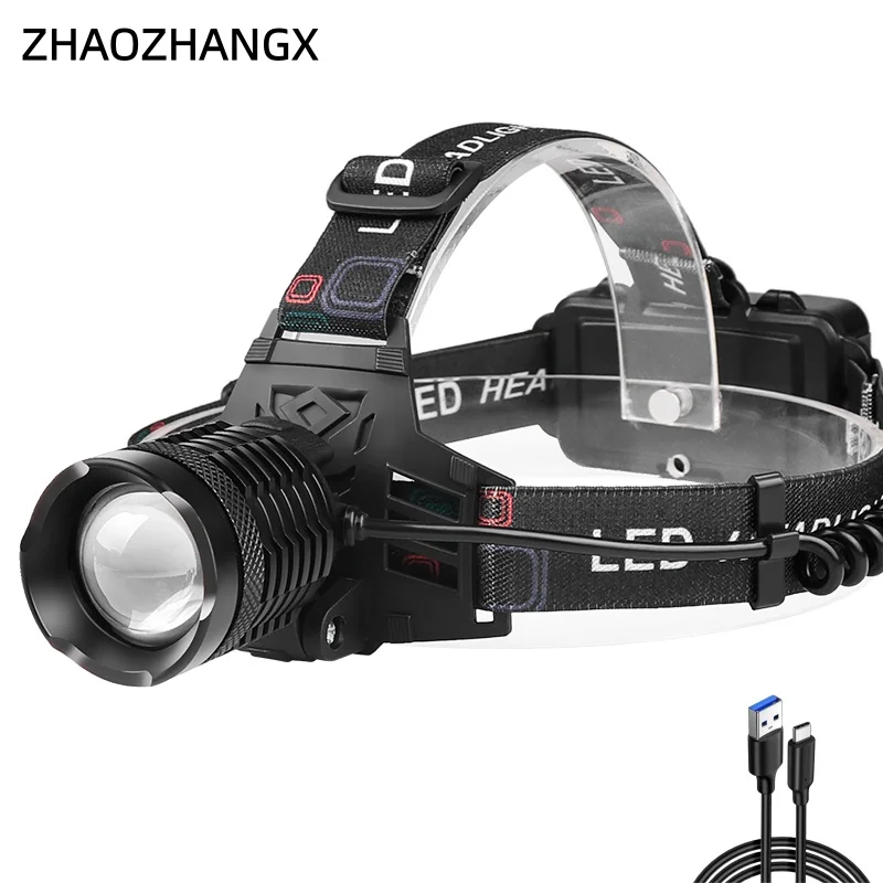 Headlamp LED Rechargeable Headband Rechargeable Super Bright Outdoor Flashlight Long Range Fishing Battery Life Mining Lamp