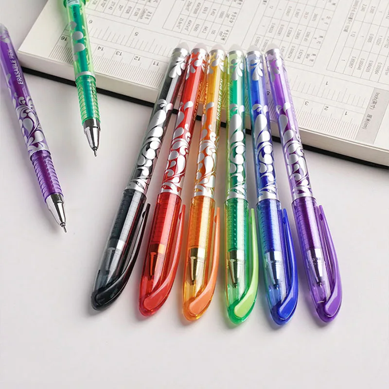

12pcs/set Multicolour Erasable pen, Black, blue, red, purple, green, orange ink ballpoint pen erasable school office stationery