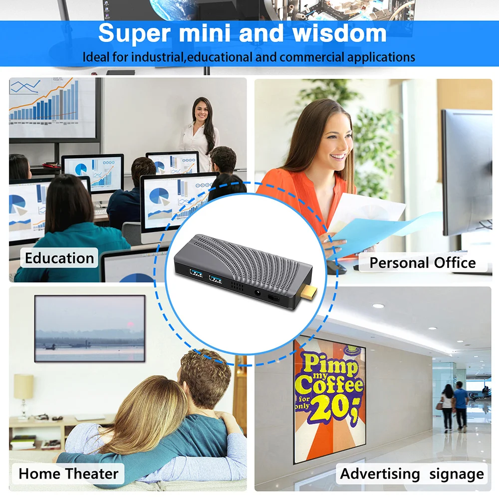 Imagem -04 - Kimtin-mini pc com Windows 10 Pro Stick Celeron N4000 Cpu Quad Core 4gb 64gb 4k Hdmi 2.4g 5g Wifi 1000 Lan